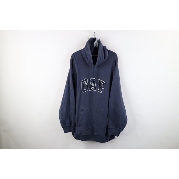 Vintage Y2K Gap Mens XL Faded Heavyweight Reverse Weave Hoodie Sweatshirt Blue - Picture 1 of 14